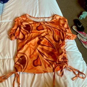 heart orange crop top